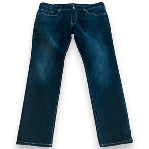 True Religion Rocco Jeans Mens 40x32 Blue Relaxed Skinny Stretch Denim Dark Wash